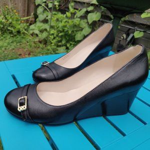 Leather Cole-Haan stacked wedge heel